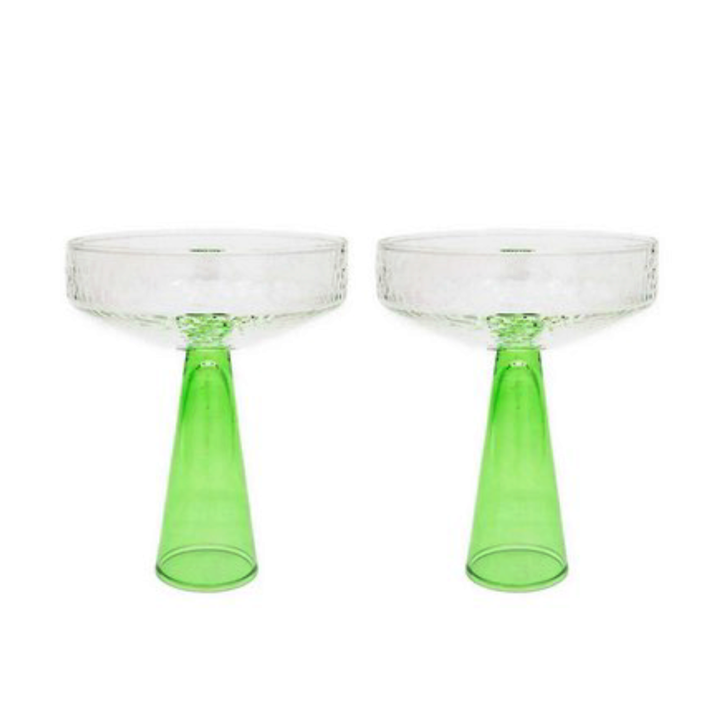 Claude coupeglas 2-pack klara och gröna, vit bakgrund