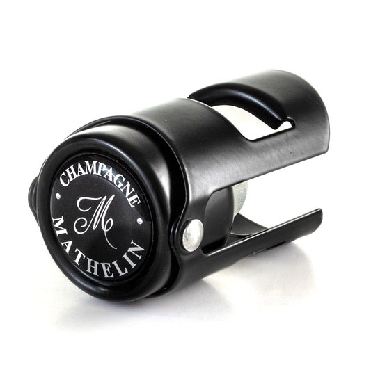 Champagneförslutare i svart metall