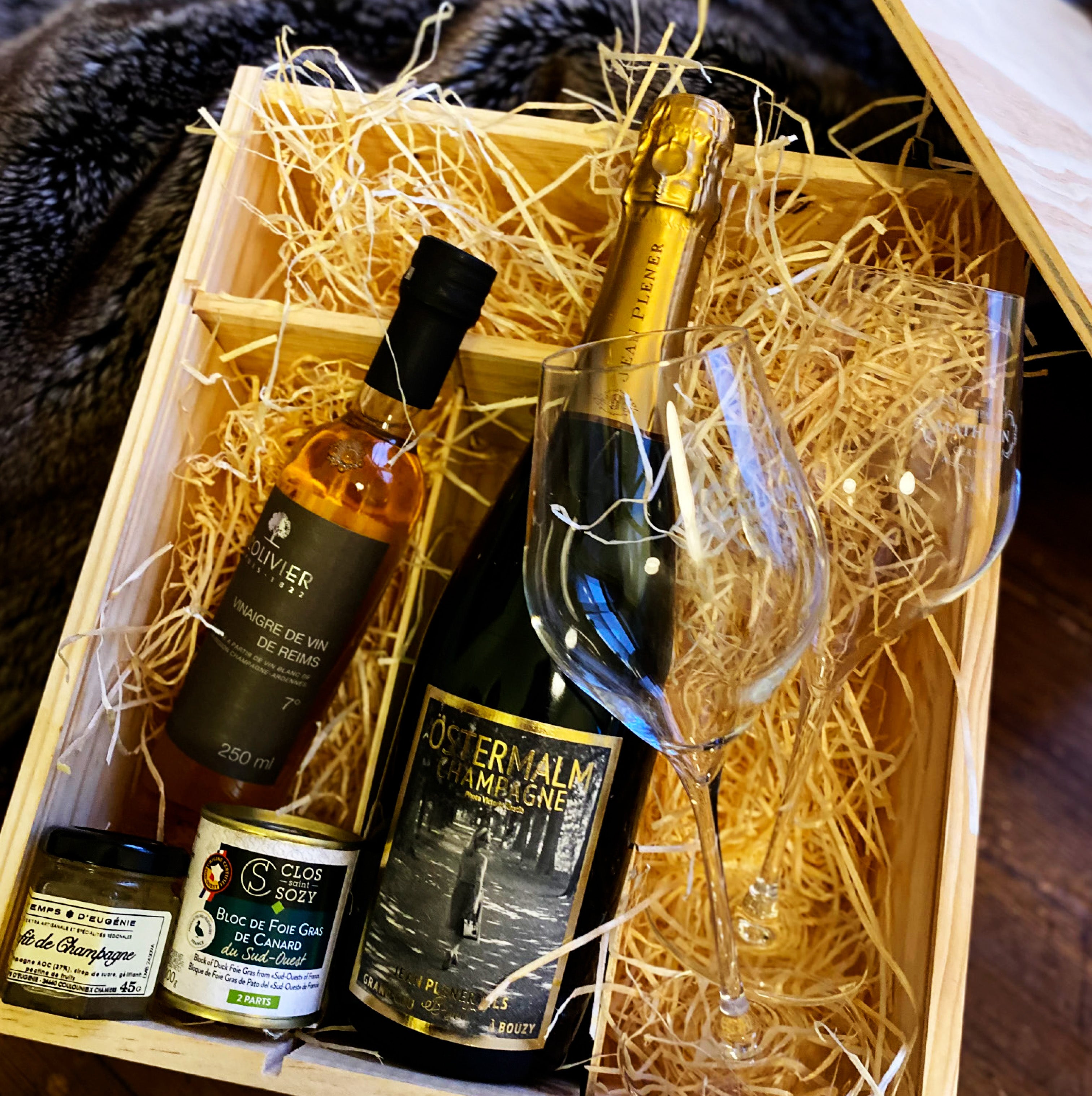 Presentlåda Östermalm Champagne i trälåda