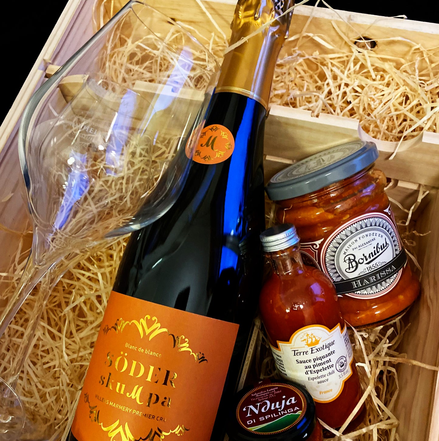 Presentlåda med champagne – Söderskumpa