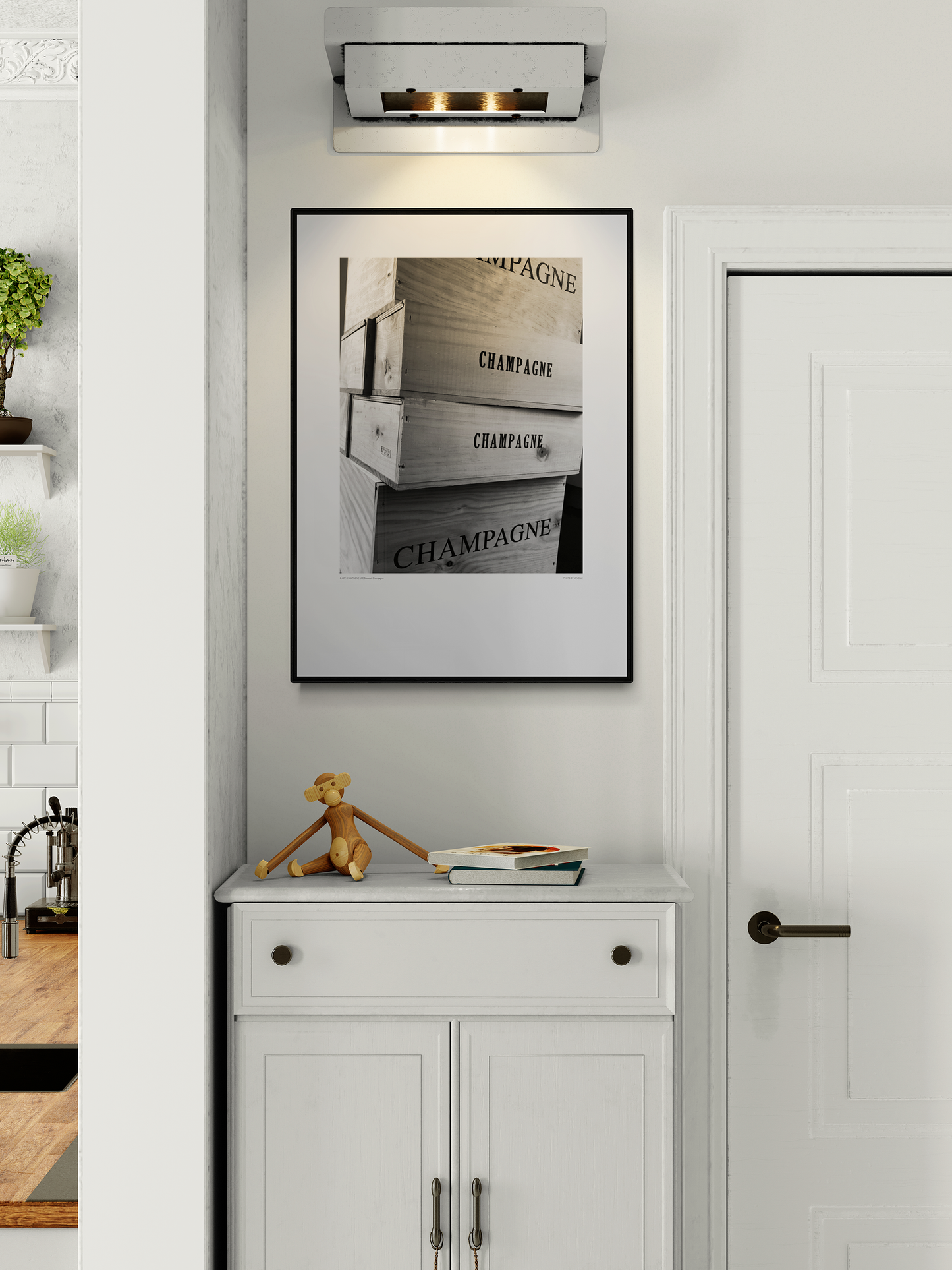 Poster Champagne i Trälådor – Rustik Konst