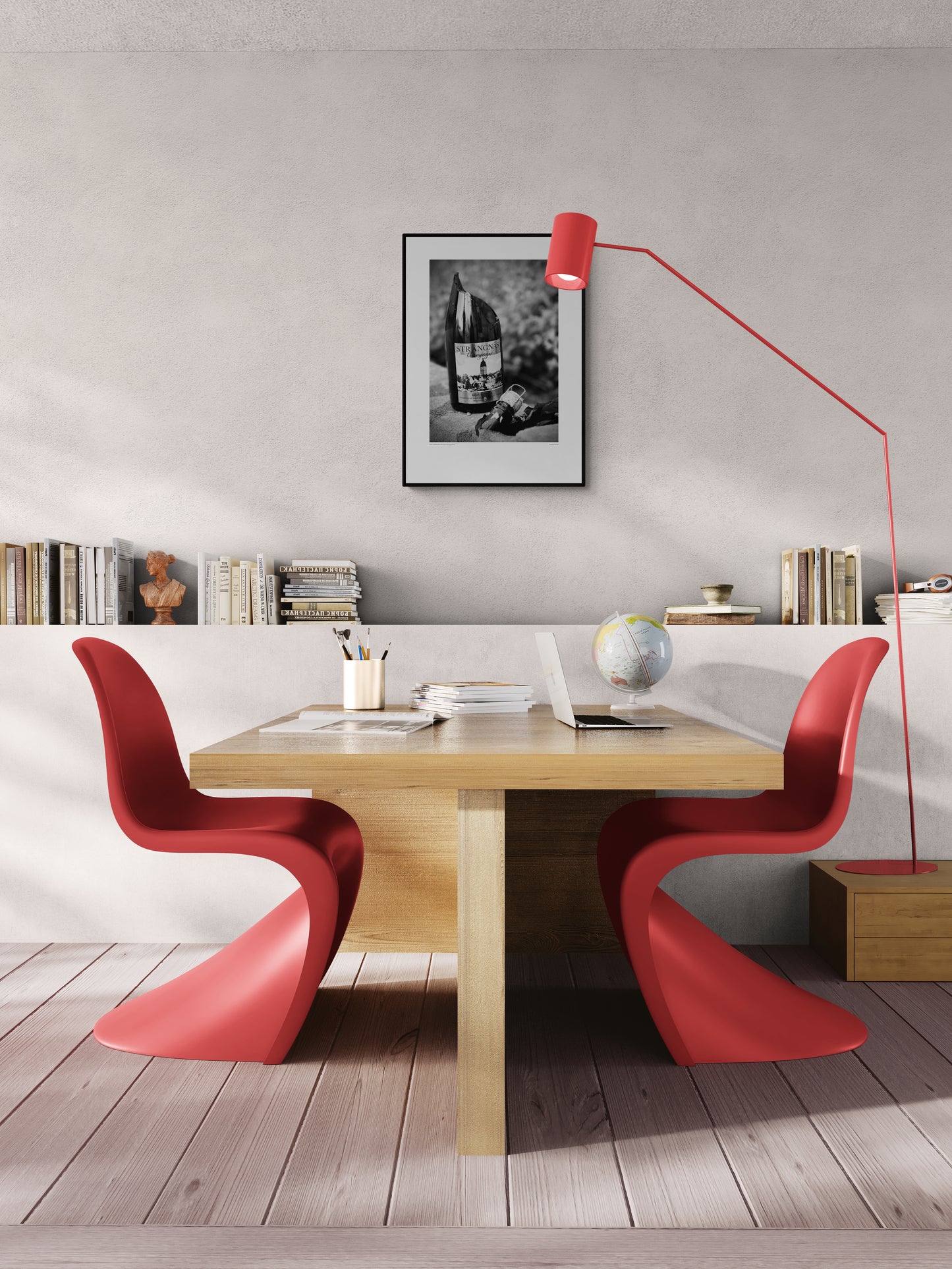 Poster Garden Party – champagnefest i trädgården. Miljöbild kontor.