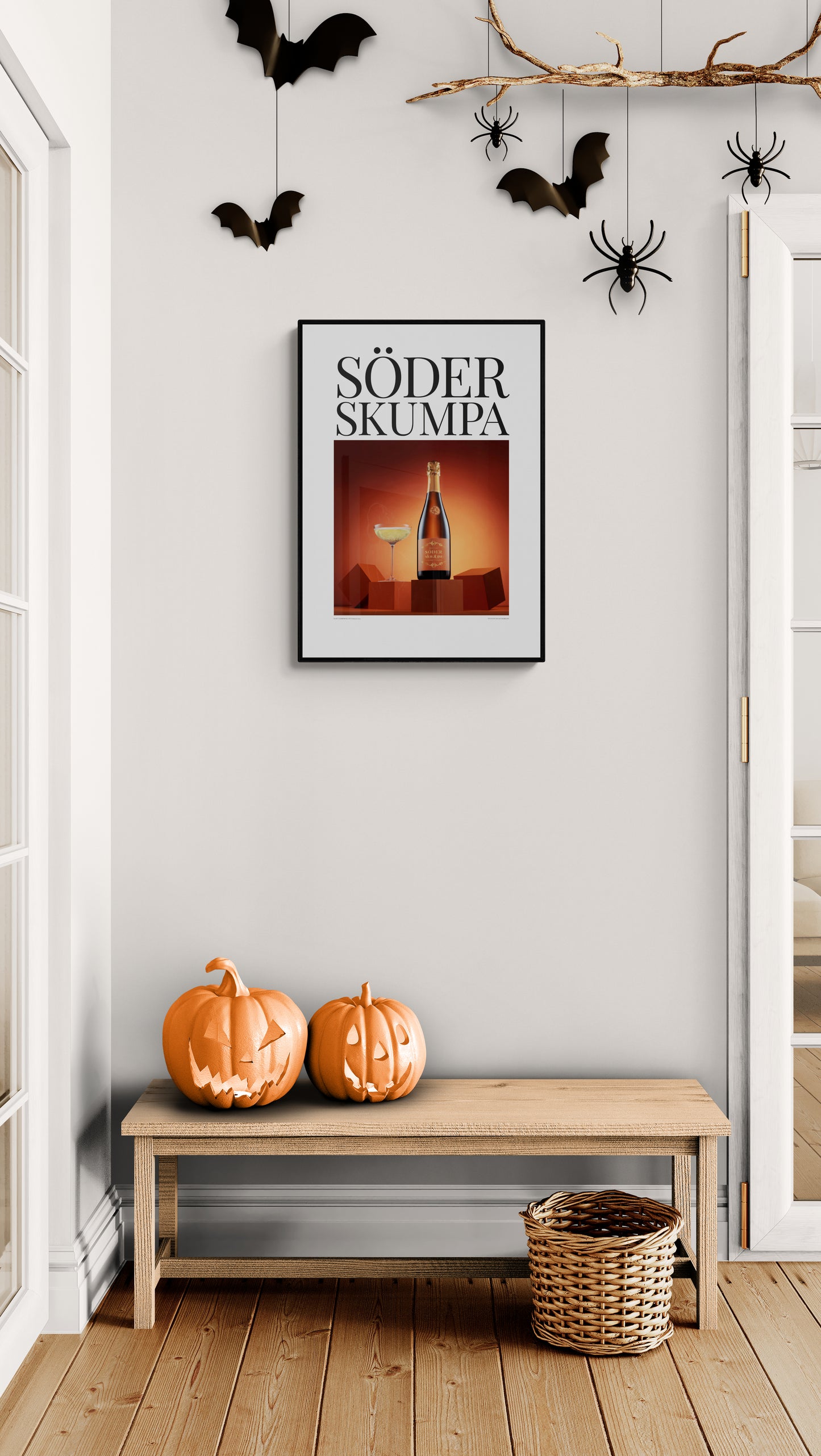 Poster Söderskumpa – nordisk champagneglädje tillägnad Södermalm i Stockholm. Miljöbild hall.