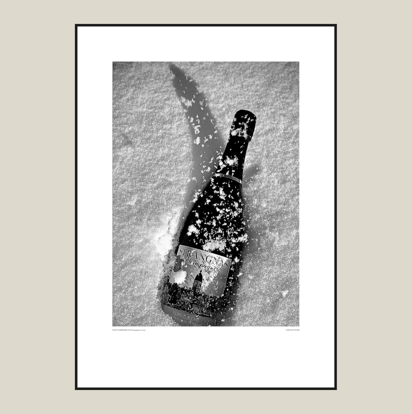 Poster Champagne i snö– vintrigt konstfoto